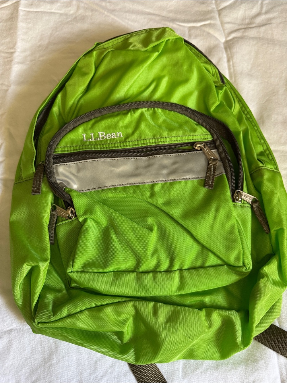 L.L. Bean Bright Green Men's Backpack with Gray Trim
